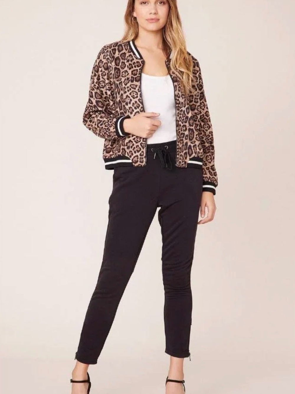 BB Dakota Leopard Print Bomber Jacket in Brown and Black